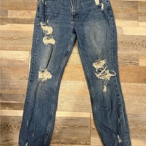 Abercrombie & Fitch Ripped Blue Straight Leg Jeans